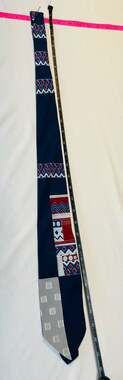 Vintage Brandini 100% Silk Necktie Blue Red White Geometric Abstract 90s Stateme